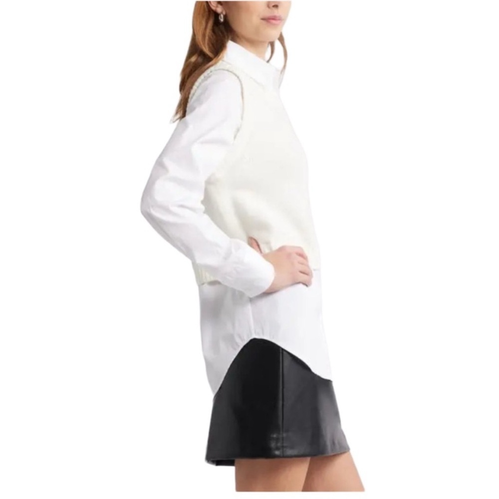 NEW OPEN EDIT Layered Sweater Vest Top Ivory - Picture 9 of 10